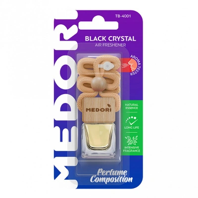 Ароматизатор автомобильный подвесной "Бутылочка" Medori, с пробником аромата, черный лед купить в отделе магазина Экономстрой