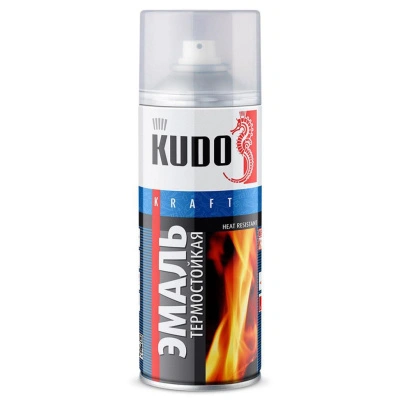 Краска аэрозольная Kudo, термостойкая, +400°С, белая матовая, 520 мл