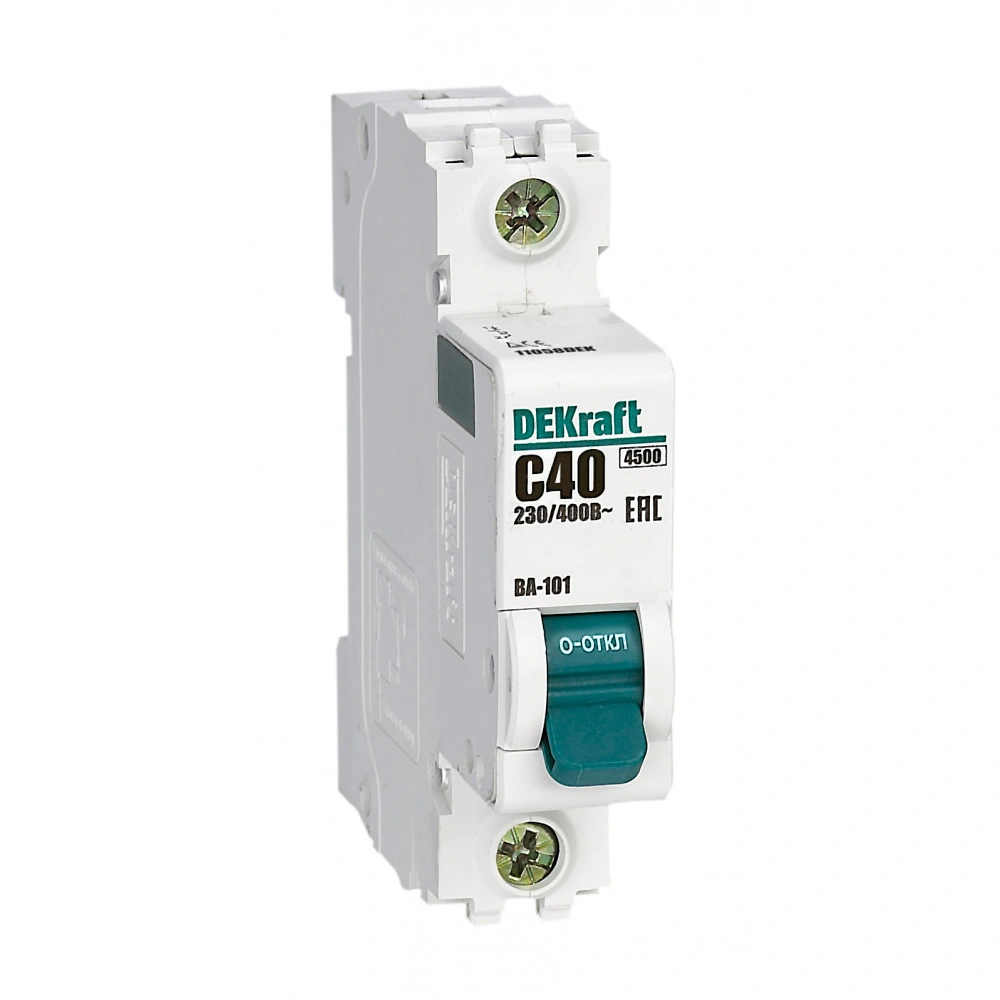 Автоматический выключатель Dekraft ВА101-1P-040A-C, тип C, 1P (40А; 4,5kA), 11058DEK купить в отделе Автоматы 1-полюсные магазина Экономстрой