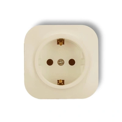Розетка 1-местная с заземлением TOKOV ELECTRIC, 16А, IP20, 250В, бежевая купить в отделе магазина Экономстрой
