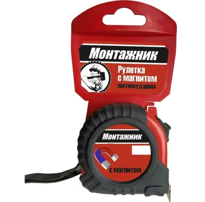 Рулетка с автостопом и магнитом Монтажник 5 м х 25 мм 601525 купить в отделе магазина Экономстрой