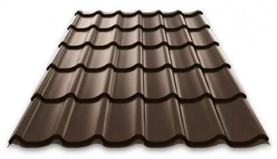 Металлочерепица Монтеррей 1,18х1,20 м (0,4-0,45 мм) шоколадно-коричневый - RAL 8017