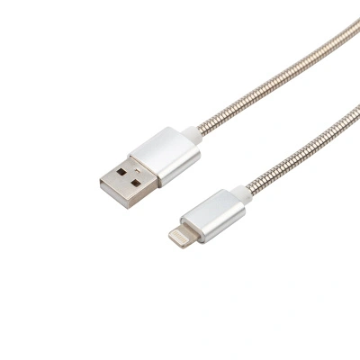 Кабель Rexant, матовая сталь, 1 м, 2A, USB-Lightning
