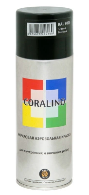 Краска аэрозольная акриловая Coralino С19505 (черный матовый; RAL 9005), 520 мл
