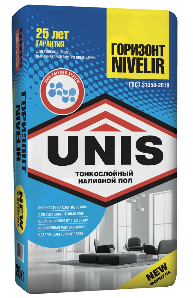 картинка Наливной пол Unis Горизонт Nivelir Финишный 20 кг от магазина Экономстрой