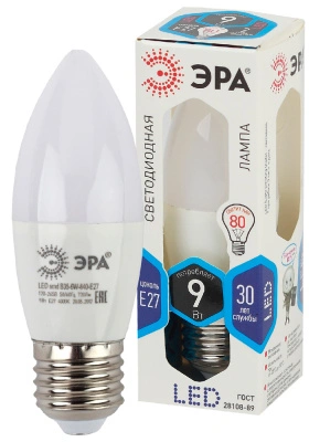 Лампа светодиодная Эра LED свеча матовая B35-9W-840-E27 720lm 4000К, Б0027972 купить в отделе магазина Экономстрой