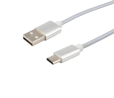 Кабель Rexant, серебристая нейлоновая оплетка, 1 м, 2,4A, USB-Type-C