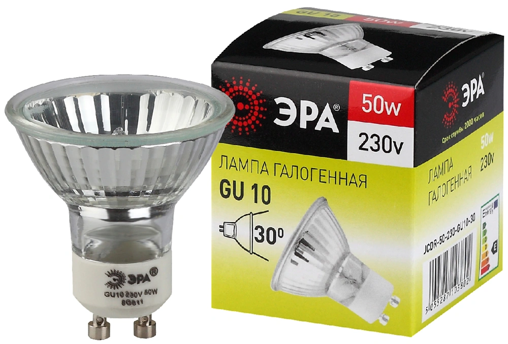 Лампа галогенная Эра GU10-JCDR (MR16)-50W-230V 800lm 3000К, C0027386 купить в отделе Лампочки галогенные магазина Экономстрой