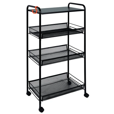 Этажерка ЗМИ Ладья 34 КС на колесиках с столешницой, черная (арт. Э 357) купить в отделе магазина Экономстрой