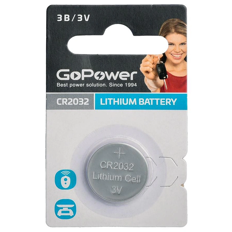 Батарейка литиевая GoPower Lithium CR2032 BL1, 3V (1 шт) купить в отделе Батарейки магазина Экономстрой