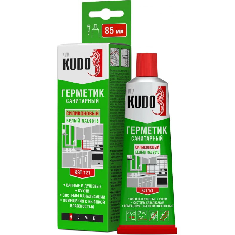 Герметик силиконовый Kudo, KSТ-121, санитарный, белый, 85 мл купить в отделе Герметики магазина Экономстрой