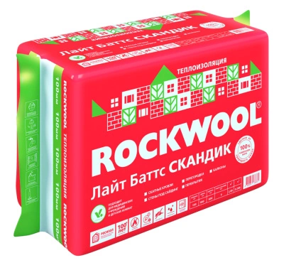 Утеплитель Rockwool Лайт Баттс Скандик, 800х600х100 мм, 6 шт