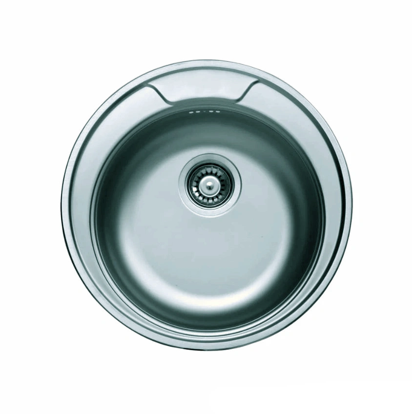 картинка Мойка врезная, нержавеющая сталь круглая 490х490х165 мм 0,6 мм выпуск 3 1/2" КРОМРУС 410 ЕС-445 от магазина Экономстрой