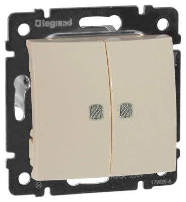 Выключатель 2-х клавишный, слоновая кость с подсветкой VALENA (индивидуальная упаковка) (695630) купить в отделе магазина Экономстрой