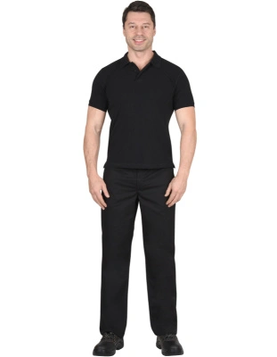 Рубашка-поло Сириус, короткие рукава с манжетом, черная, р. XS (44)