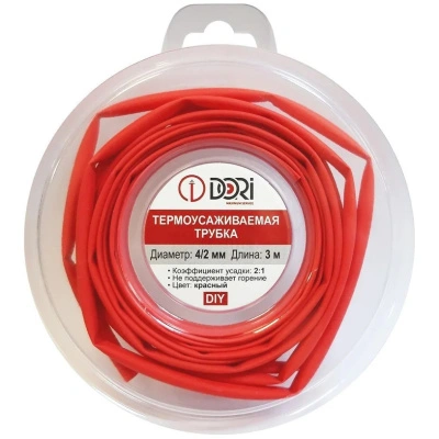 Термоусадочная трубка Dori, ТУТ 4/2 ролик L=3 м, красная купить в отделе магазина Экономстрой