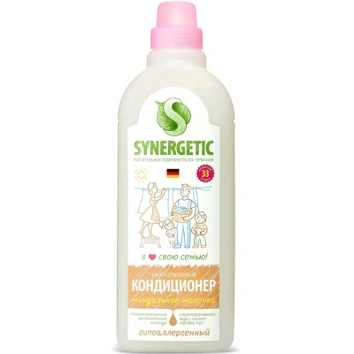 Кондиционер для белья Synergetic, Миндальное молочко, 1 л
