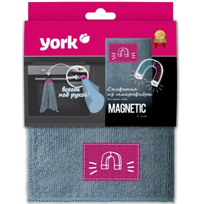Салфетка из микрофибры York, МагнитСистема, с магнитом, 40х50 см