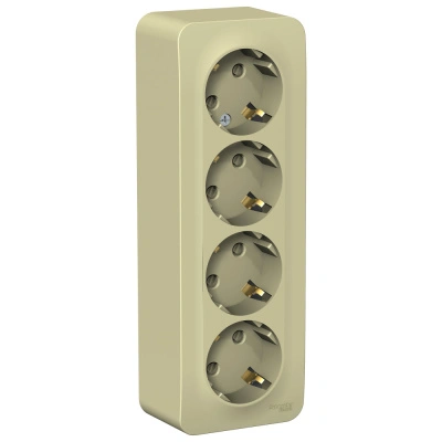 Розетка Schneider Electric, Blanca, 3 местная, с заземлением, открытой установки, со шторками, бежевый, 16А 250В купить в отделе магазина Экономстрой