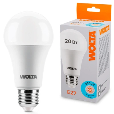 Лампа светодиодная Wolta LED A60 25W65BL20E27 / E27, груша, 20 Вт, 1650lm 6500К купить в отделе магазина Экономстрой