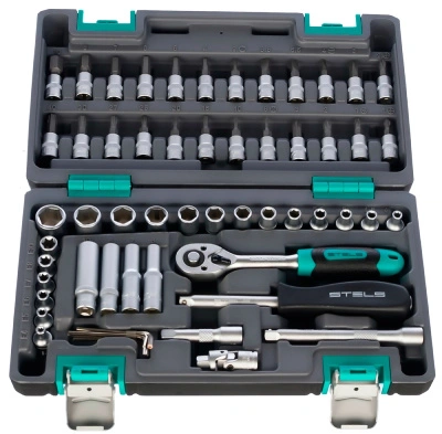 Набор инструментов, 1/4&quot;, CrV, пластиковый кейс 57 предметов STELS
