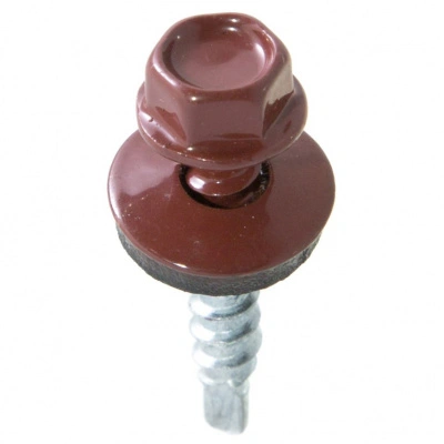 Саморез кровельный Стройбат RAL 3005, темно-красный, 4,8х28 мм (300 шт)