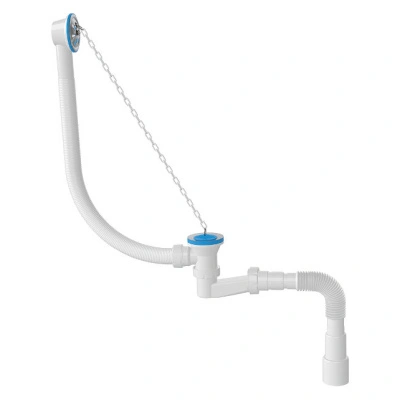 Сифон для ванны Nova, низкий, выпуск 70 мм, пластмасовая цепочка, выход 1 1/2, Ø40/50, 120 мм купить в отделе магазина Экономстрой