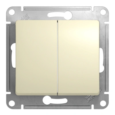 Выключатель Schneider Electric, Glossa, 2 клавишный, бежевый