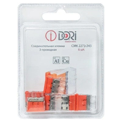 Строительно-монтажная клемма Dori, СМК 2273-243, 3-х проводная с пастой, 6 шт