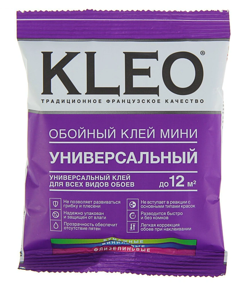 Клей обойный KLEO мини оптима универсальный (12 м2/60 гр.) от магазина Экономстрой