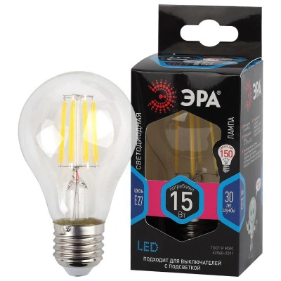Лампа светодиодная филаментная Эра F-LED груша A60-15W-840-E27 1950Лм 4000К, нейтральный белый свет, Б0046983 купить в отделе магазина Экономстрой