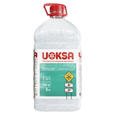 Противогололедный реагент Uoksa Двойной Контроль с мраморной крошкой (до -25°C), 5 кг