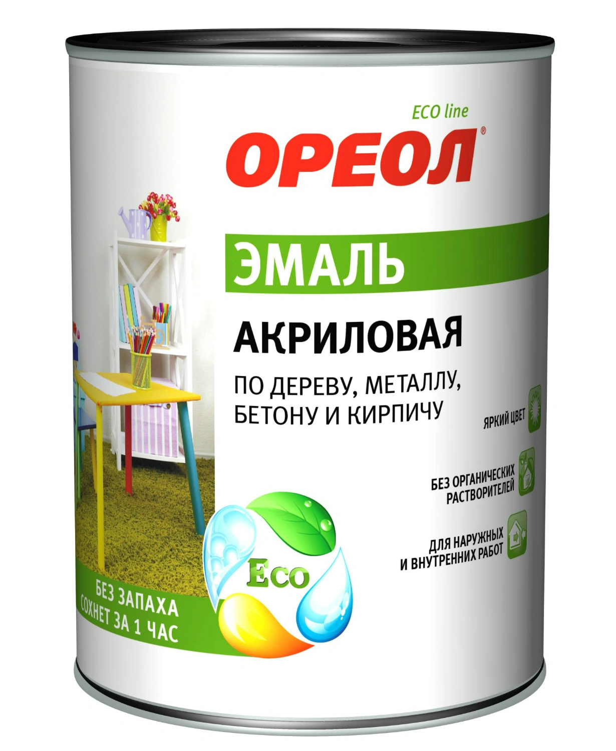 Эмаль универсальная акриловая Ореол, матовая, белая, 0,9 кг купить в отделе По ржавчине магазина Экономстрой