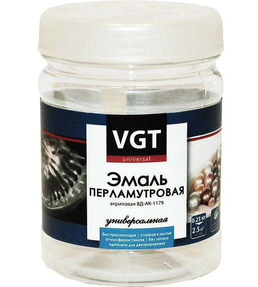 Эмаль перламутровая акриловая VGT ВД-АК-1179 (полуглянцевая; золото), 0,23 кг купить в отделе Декоративные магазина Экономстрой