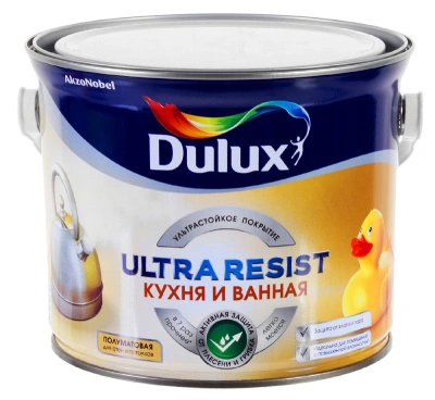 Краска ВД Dulux ULTRA RESIST 2,5 л, для ванны и кухни, полуматовая, 16153