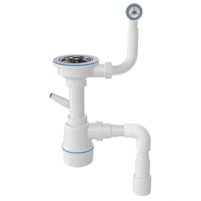 Сифон для мойки с круглым переливом Nova, латунный винт 45 мм, гибкая труба 1 1/2" - 40/50 купить в отделе магазина Экономстрой