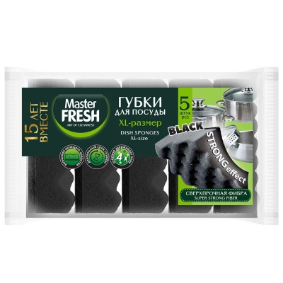 Губки для мытья посуды Master Fresh Strong effect, черный цвет, 5 шт купить в отделе магазина Экономстрой
