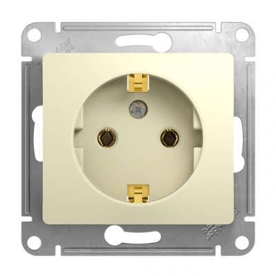 Розетка Schneider Electric, Glossa, с заземлением, бежевая, 2Р+E