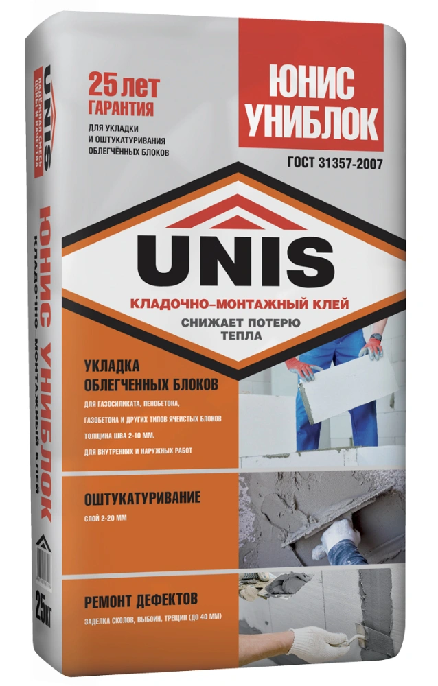 картинка Клей для блоков Unis Униблок, 25 кг от магазина Экономстрой