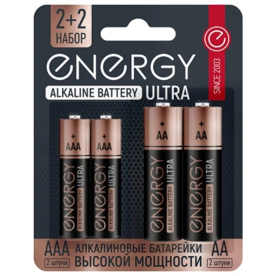 Батарейка алкалиновая Energy Ultra Alkaline LR6+LR03/4B, АА+ААА (4 шт)