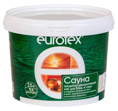 Лак акриловый Eurotex Сауна, шелковисто-матовый, бесцветный, 2,5 кг купить в отделе магазина Экономстрой