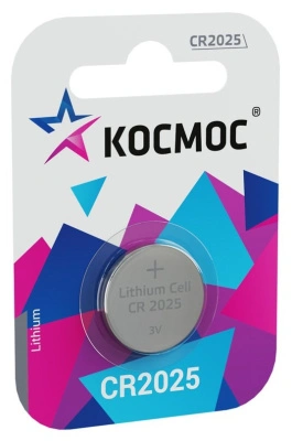 Батарейка литиевая Космос Lithium CR2025 1BL, 3V (1 шт)