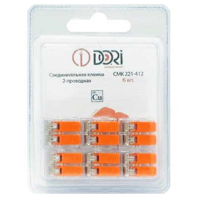 Соединительная 2-проводная клемма Dori, СМК 221-412, 6 шт  купить в отделе магазина Экономстрой