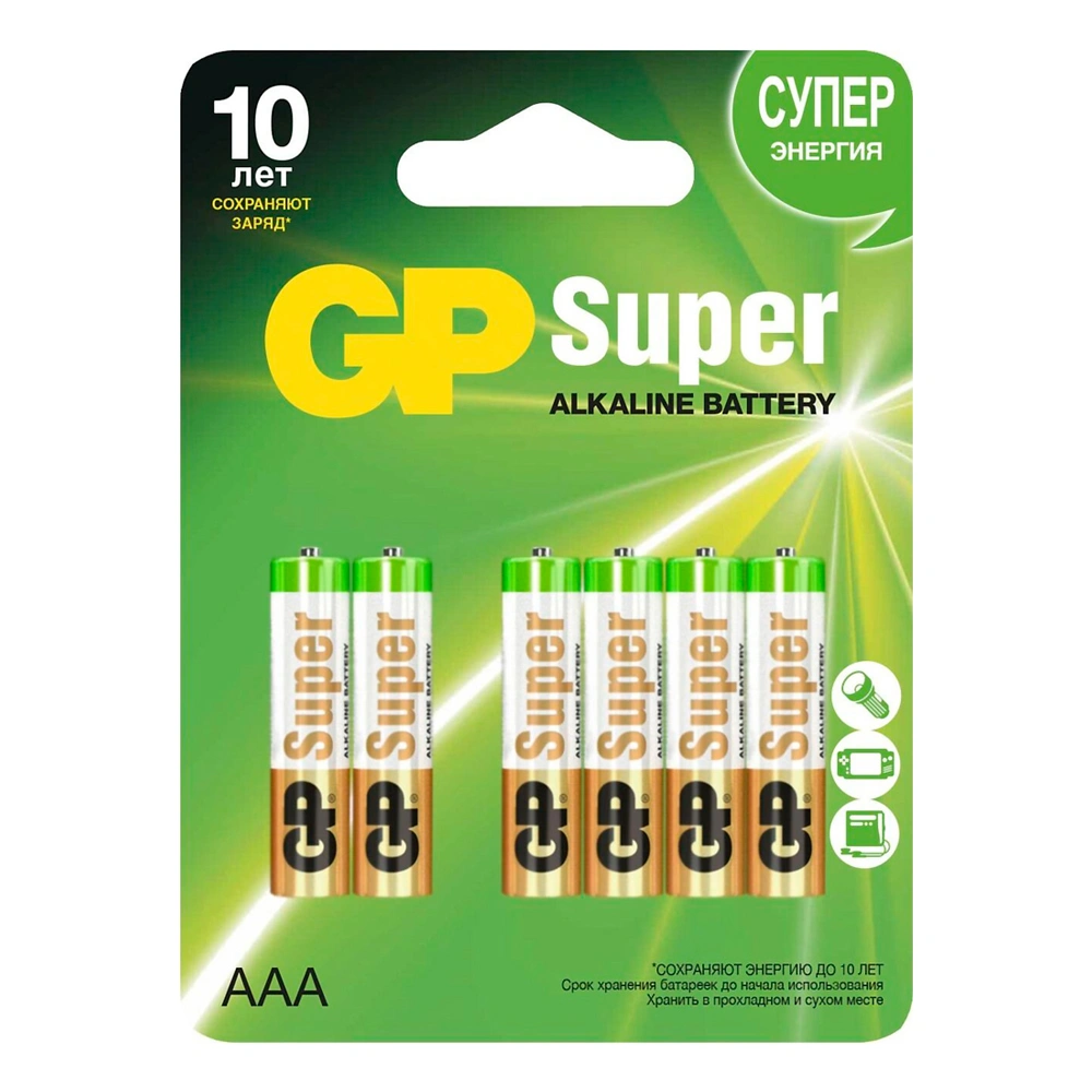 Батарейка алкалиновая GP Super Alkaline LR6-6BL / АА, 1,5V (6 шт) купить в отделе Батарейки магазина Экономстрой