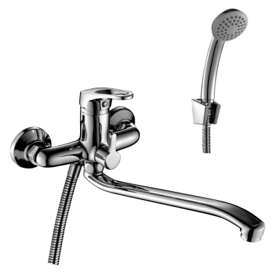 Смеситель для ванной и душа универсальный с длинным поворотным изливом, одноручный, Rossinka B35-34