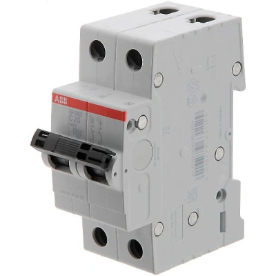 Автоматический выключатель ABB SH202 C20, 2P (20А; 6kA), 2CDS212001R0204
