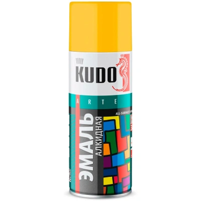 Краска аэрозольная универсальная алкидная Kudo KU-1013 (желтая; RAL 1018), 520 мл