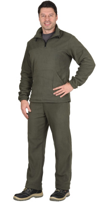 Костюм летний флисовый (куртка, брюки), оливковый, р. 96-100/170-176