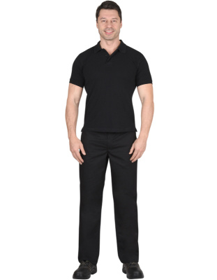 Рубашка-поло Сириус, короткие рукава с манжетом, черная, р. 4XL (58)