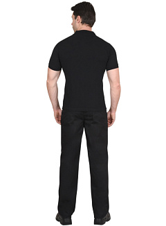 Рубашка-поло Сириус, короткие рукава с манжетом, черная, р. S (46)